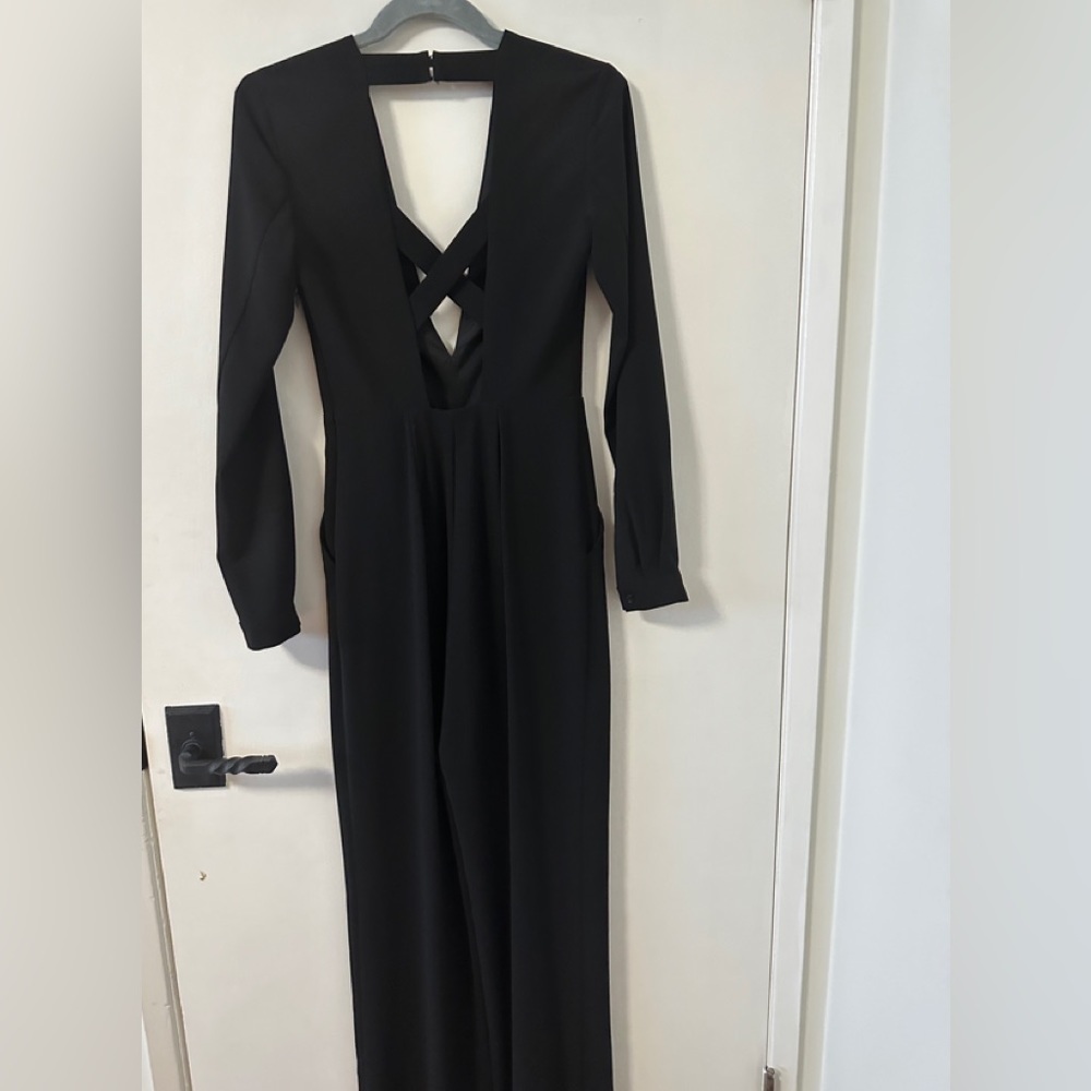 Bebe x Naven Black Long Sleeve Criss Cross Jumpsuit - Picture 9 of 10